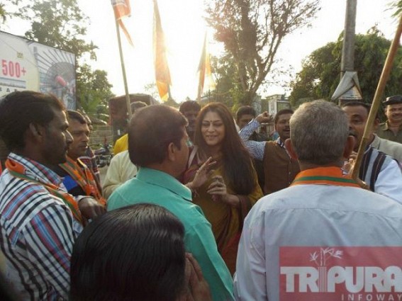 Kamalpur: BJP leader Rupa Ganguli had a sudden visit to boost up the workers Kamalpur: BJP leader Rupa Ganguli had a sudden visit to boost up the workers